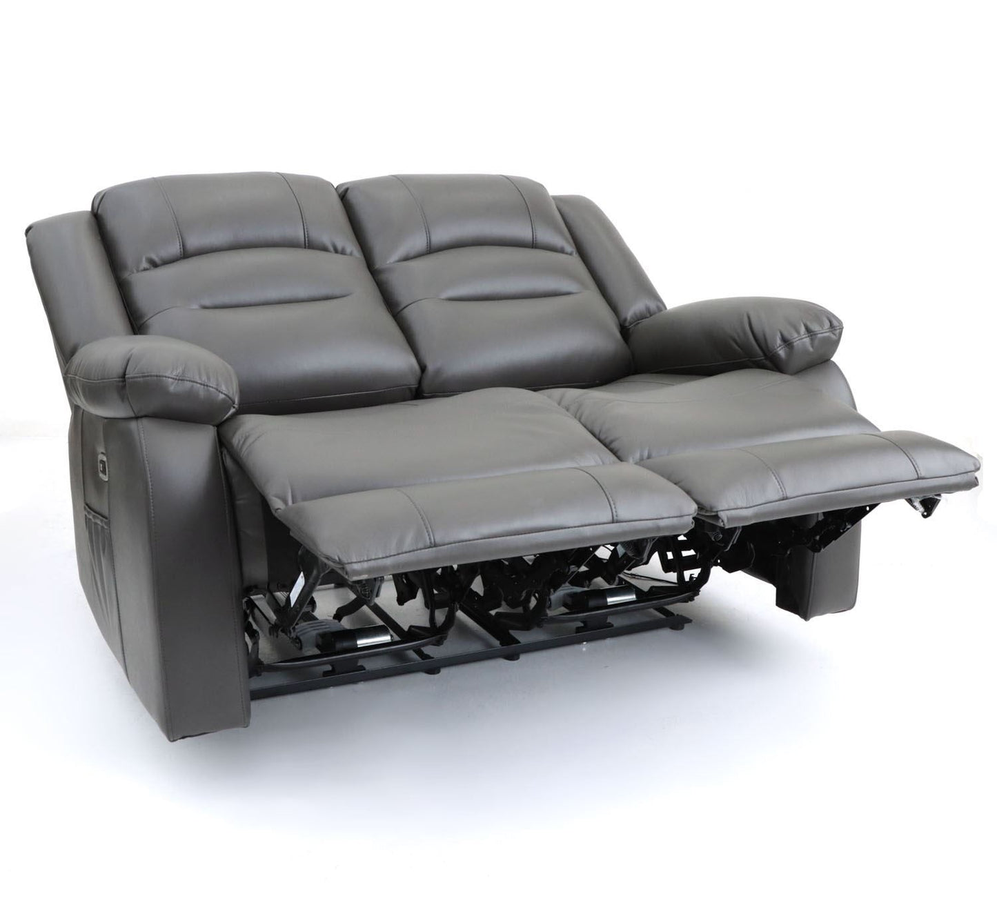 Grey Leather Effect 2 Seater Electric Recliner Sofa