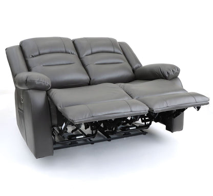 Grey Leather Effect 2 Seater Electric Recliner Sofa