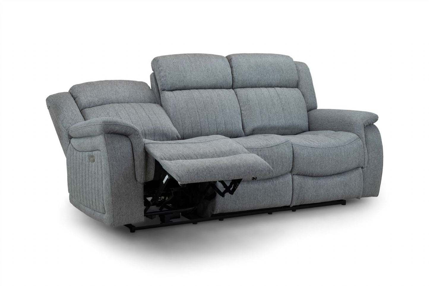 Grey Fabric 3 Seater Electric Recliner Sofa Pillow Top Arms