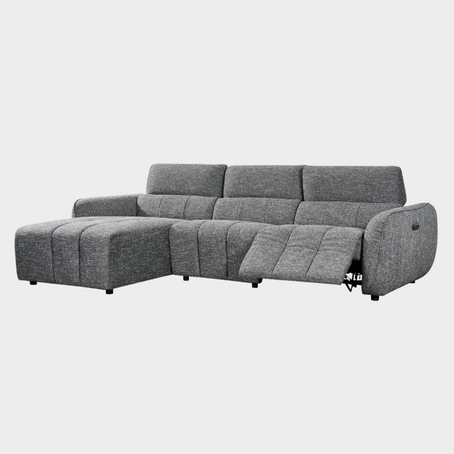 Charcoal Fabric Electric Recliner Corner Sofa Left Hand Facing