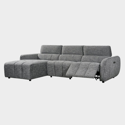 Charcoal Fabric Electric Recliner Corner Sofa Left Hand Facing