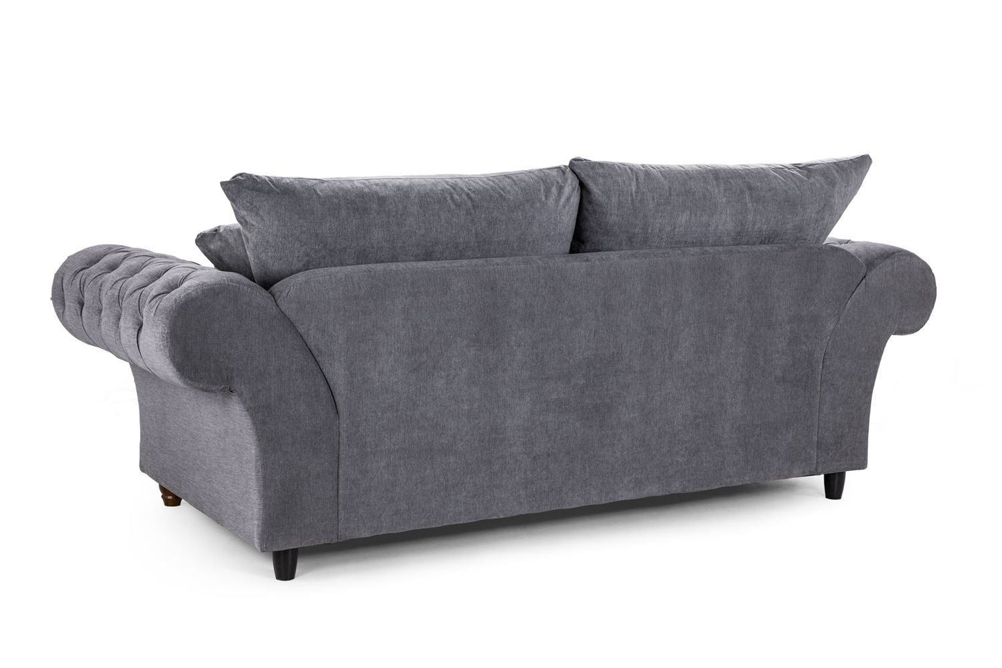 Grey Fabric 3 Seater Fullback Sofa with Scroll Arms
