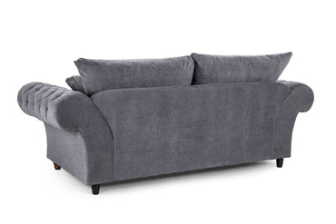 Grey Fabric 3 Seater Fullback Sofa with Scroll Arms
