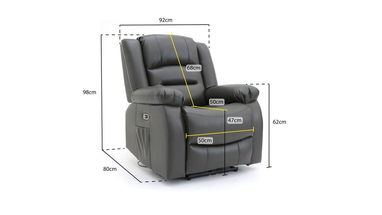 Grey Leather Effect Electric Recliner Armchair