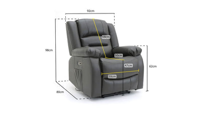 Grey Leather Effect Electric Recliner Armchair