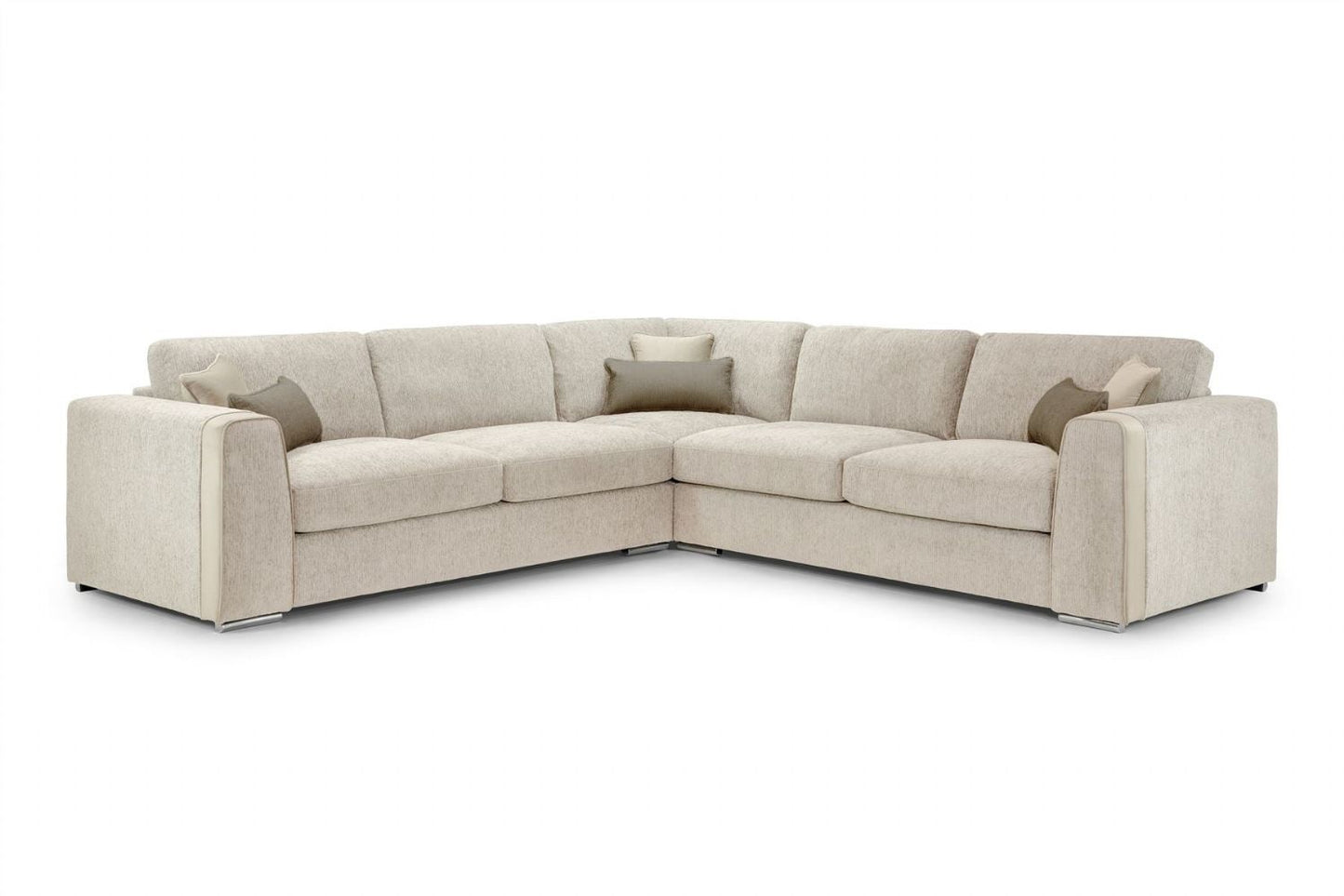 Beige Fabric Large Corner Sofa Group