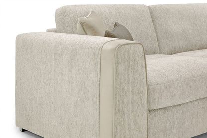 Beige Chenille Fabric Standard Back 3 Seater Sofa