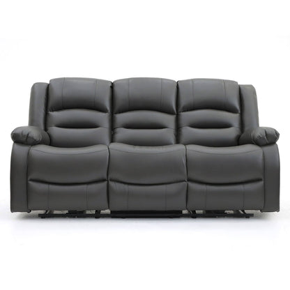 Grey Leather Effect 3 Seater Electric Recliner Sofa