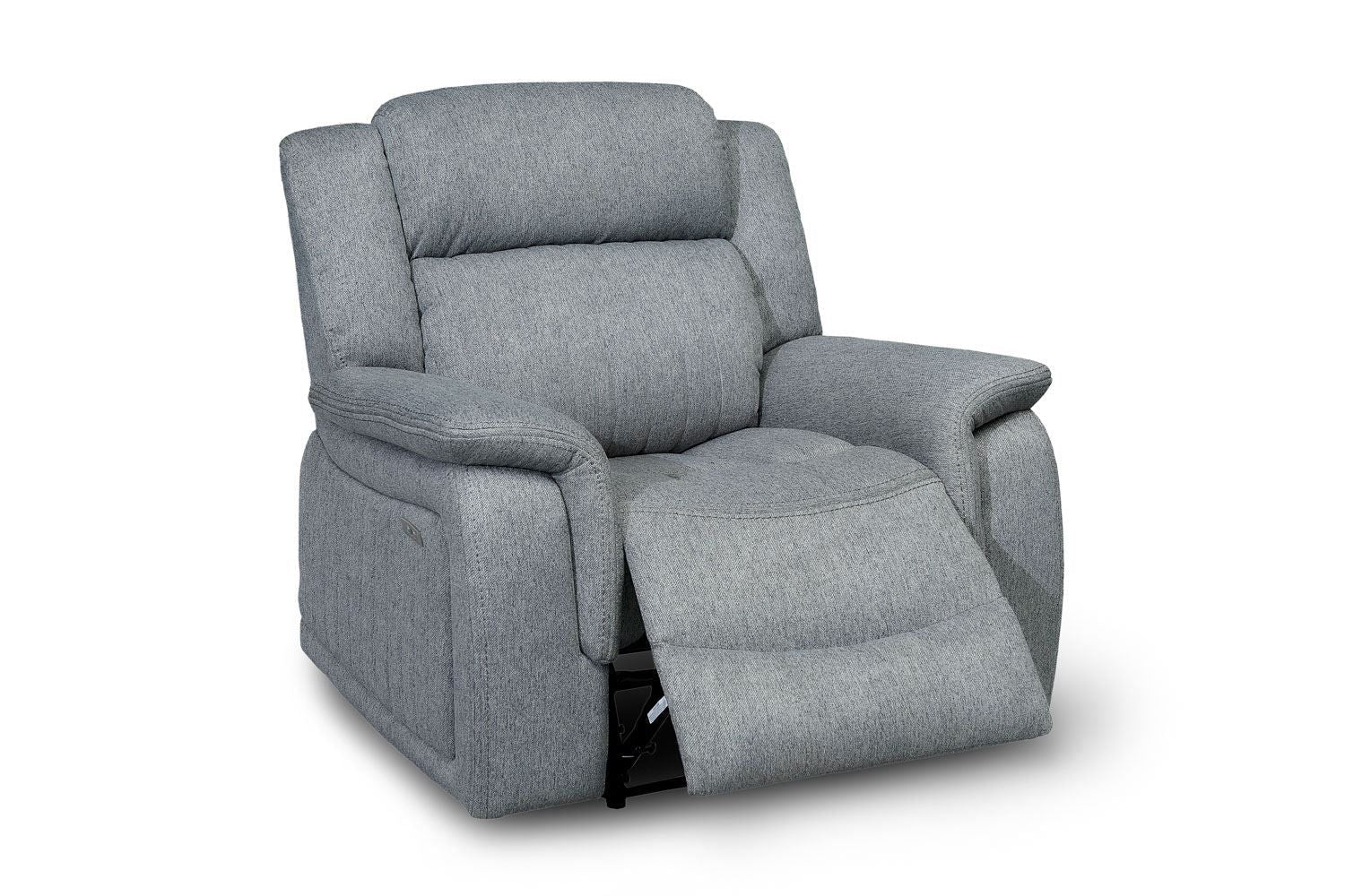 Grey Fabric Electric Recliner Armchair Pillow Top Arms