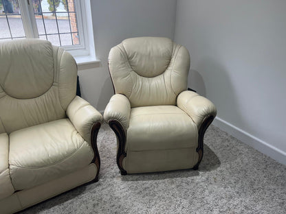 3+1 Cream Italian Leather - Pre-Owned