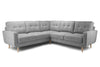 Grey Fabric Tufted Back Large Corner Sofa Wooden Legs