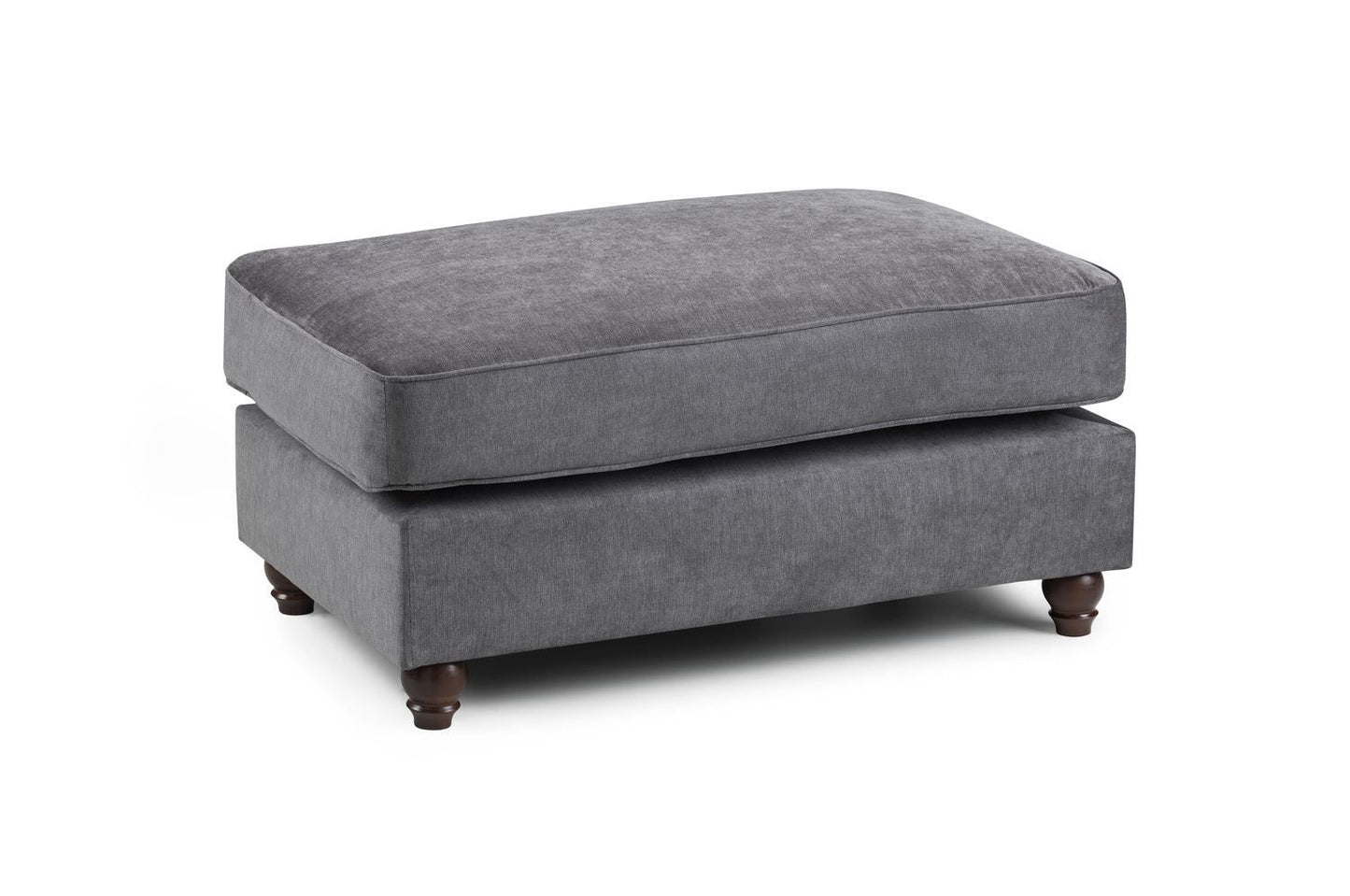 Grey Fabric Foam Filled Cushion Top Footstool