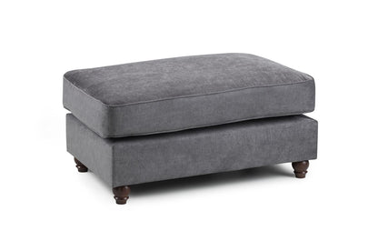 Grey Fabric Foam Filled Cushion Top Footstool
