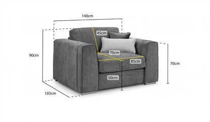 Grey Chenille Fabric Upholstered Armchair