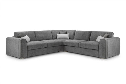 Grey Chenille Fabric Large Corner Sofa