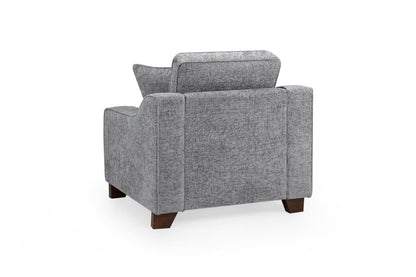 Slate Grey Woven Fabric Armchair Wooden Feet