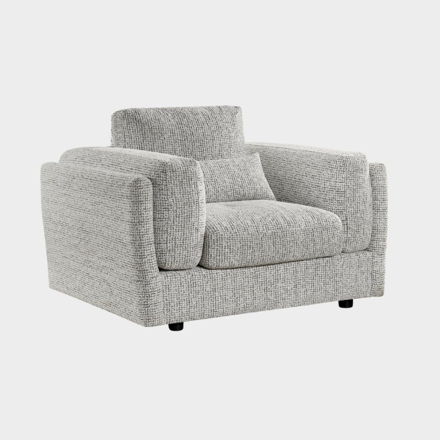 Grey Chenille Fabric Laid Back Armchair