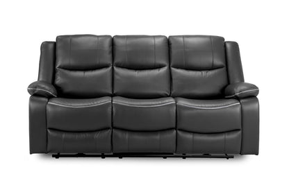 Black Leather High Back 3 Seater Electric Recliner Sofa