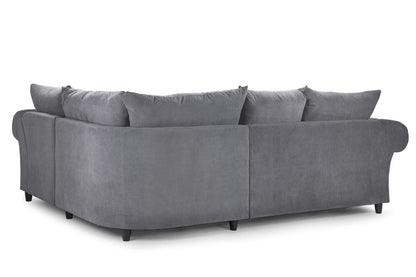 Grey Fabric Corner Fullback Sofa with Scroll Arms RHF