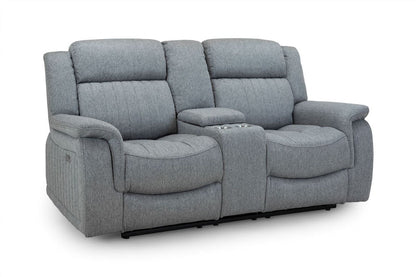 Grey Fabric 2 Seater Electric Recliner Sofa Pillow Top Arm