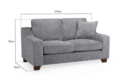 Slate Grey Fabric 2 Seater Sofa Walnut Wooden Feet