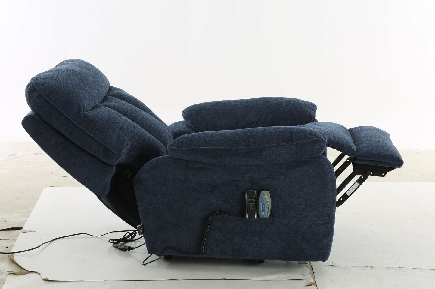 Blue Fabric Electric Rise and Recliner Massage Chair