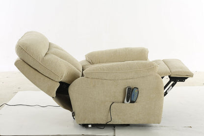 Beige Fabric Electric Rise and Recliner Massage Chair