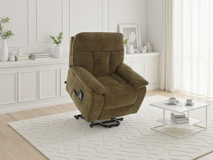 Brown Fabric Electric Rise and Recliner Massage Chair