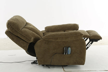 Brown Fabric Electric Rise and Recliner Massage Chair