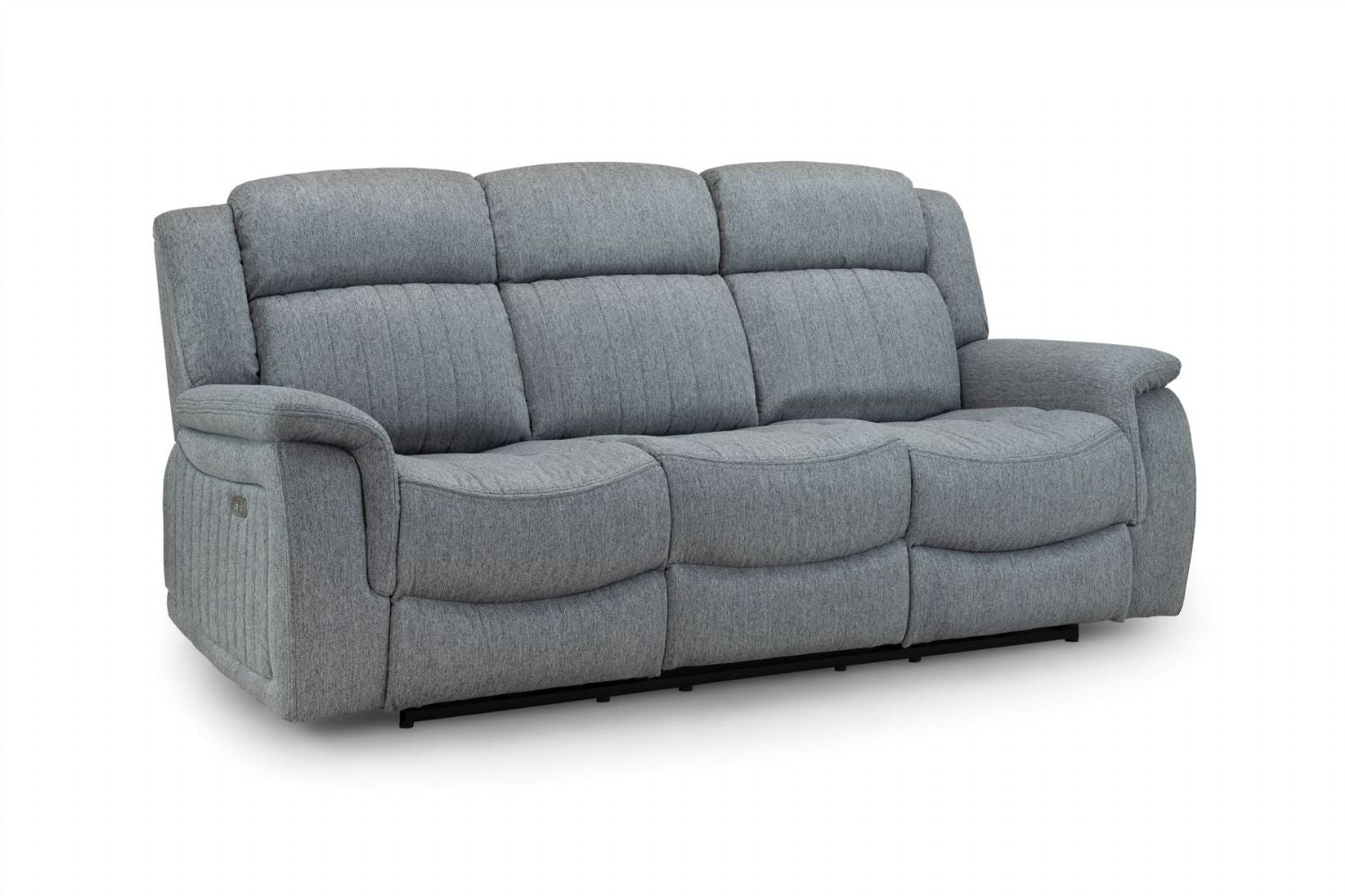 Grey Fabric 3 Seater Electric Recliner Sofa Pillow Top Arms