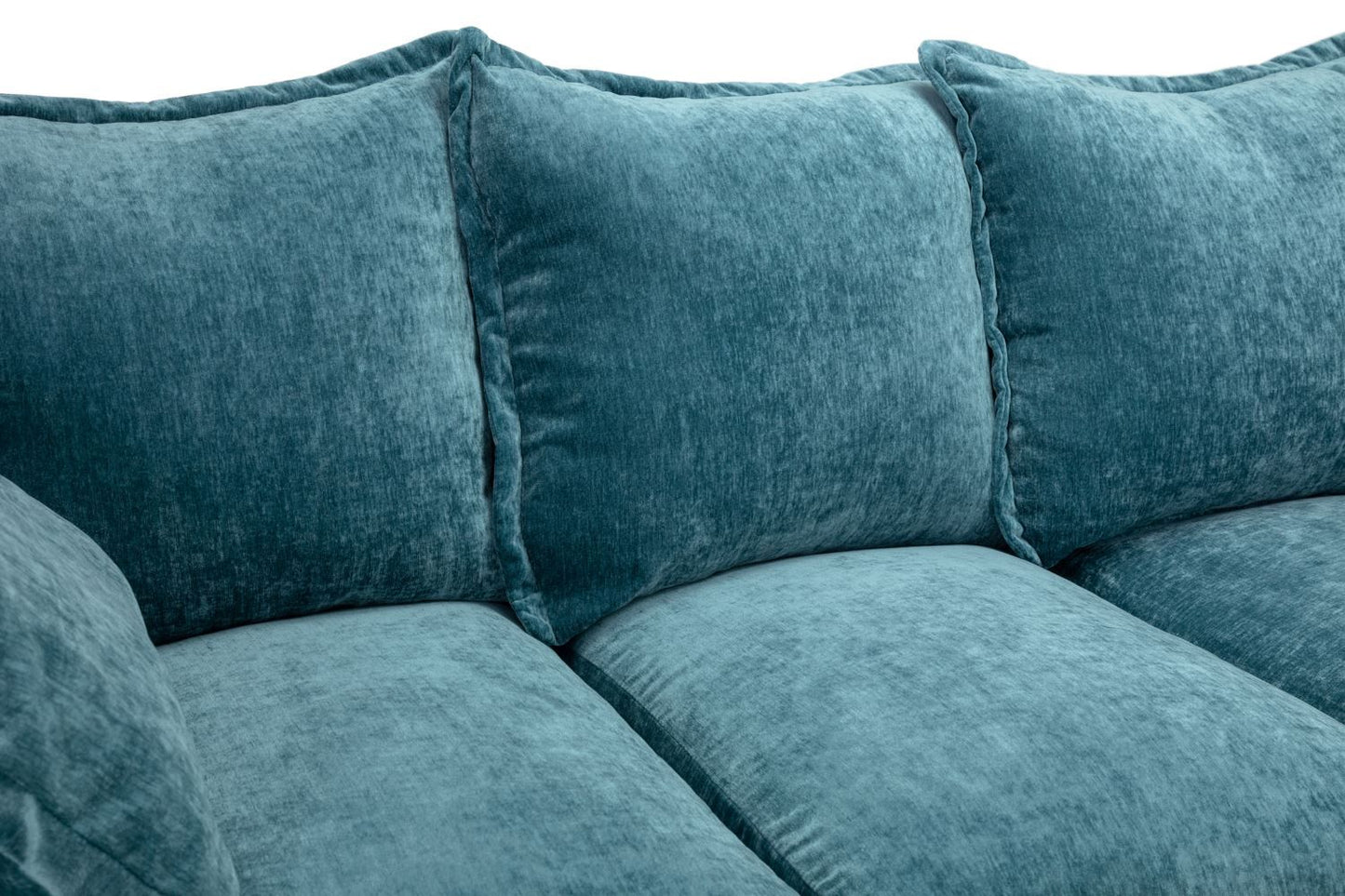Teal Blue Fabric Large Pillow Back Corner Sofa