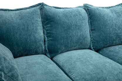 Teal Blue Fabric Large Pillow Back Corner Sofa