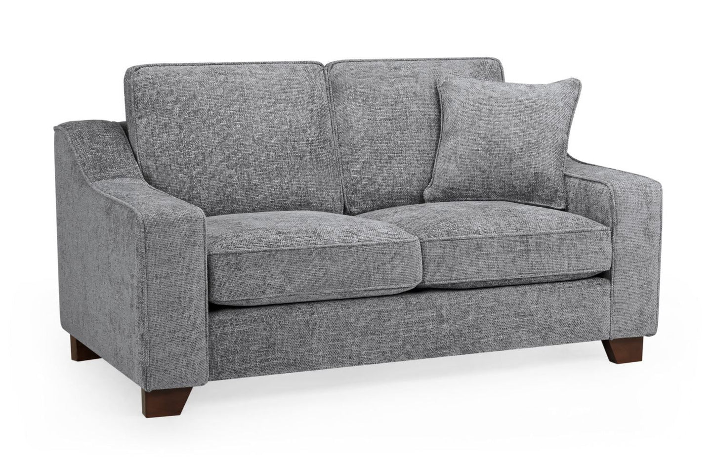 Slate Grey Fabric 2 Seater Sofa Walnut Wooden Feet