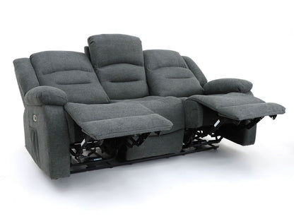 Graphite Fabric 3 Seater Electric Recliner Sofa