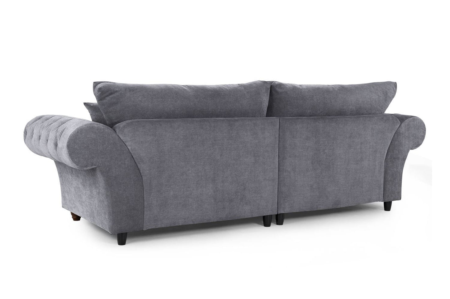 Grey Fabric 4 Seater Fullback Sofa Buttoned Tufted Arms