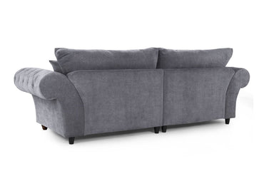 Grey Fabric 4 Seater Fullback Sofa Buttoned Tufted Arms