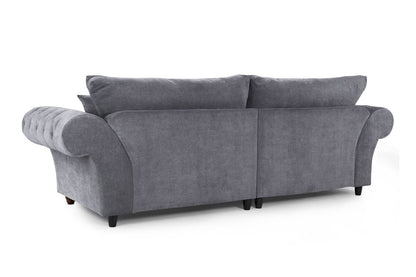 Grey Fabric 4 Seater Fullback Sofa Buttoned Tufted Arms