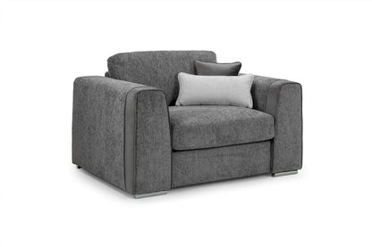 Grey Chenille Fabric Upholstered Armchair