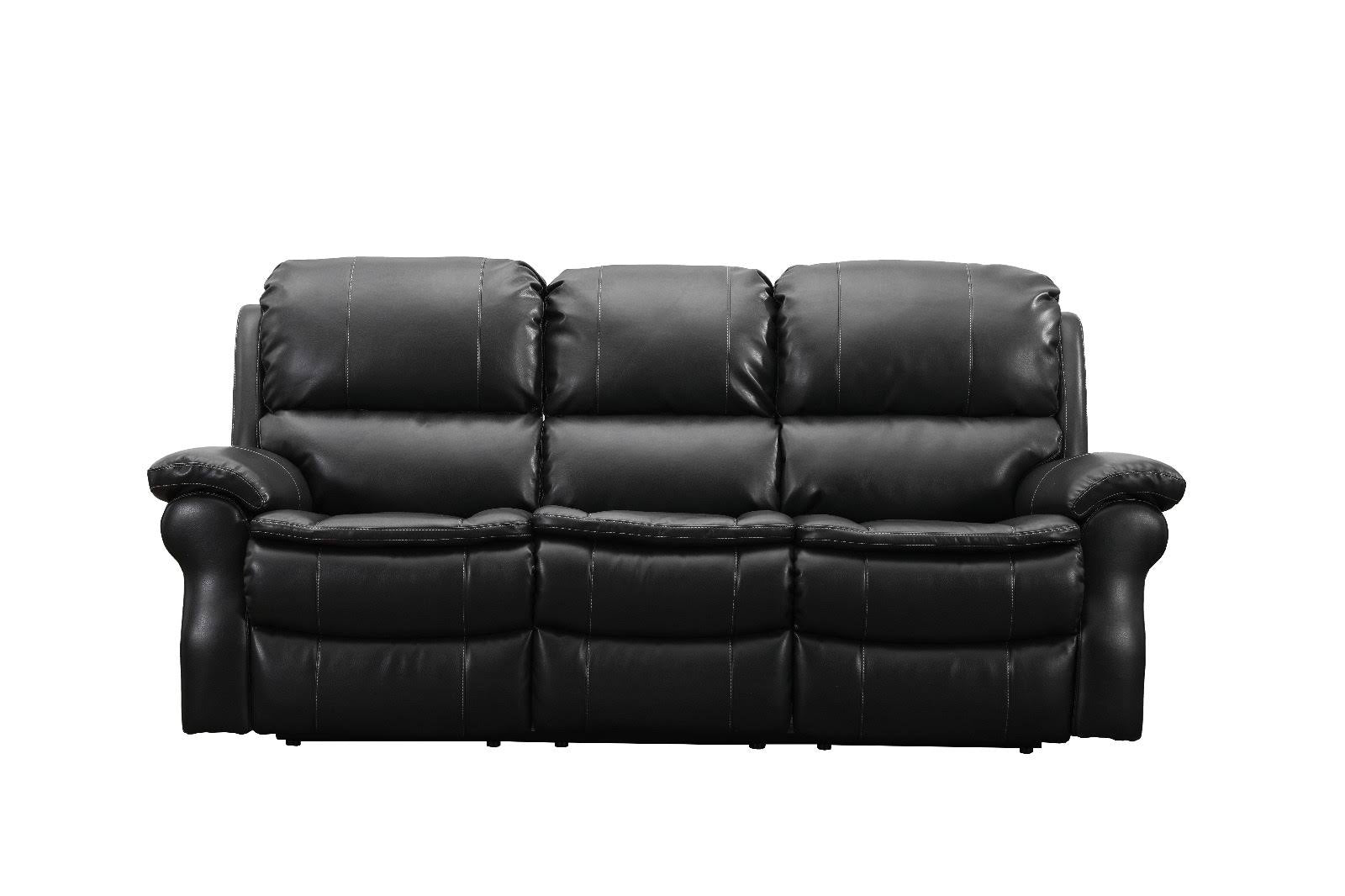 Abbey Reclining Sofas In Bonded Black Real Leather 