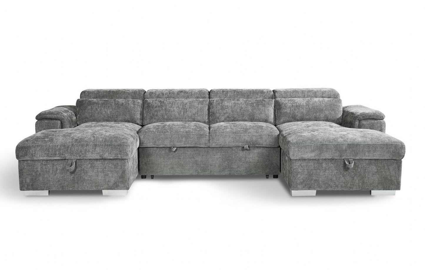 Grey Fabric Large U Shape Corner Sofa Bed