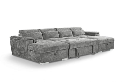 Grey Fabric Large U Shape Corner Sofa Bed