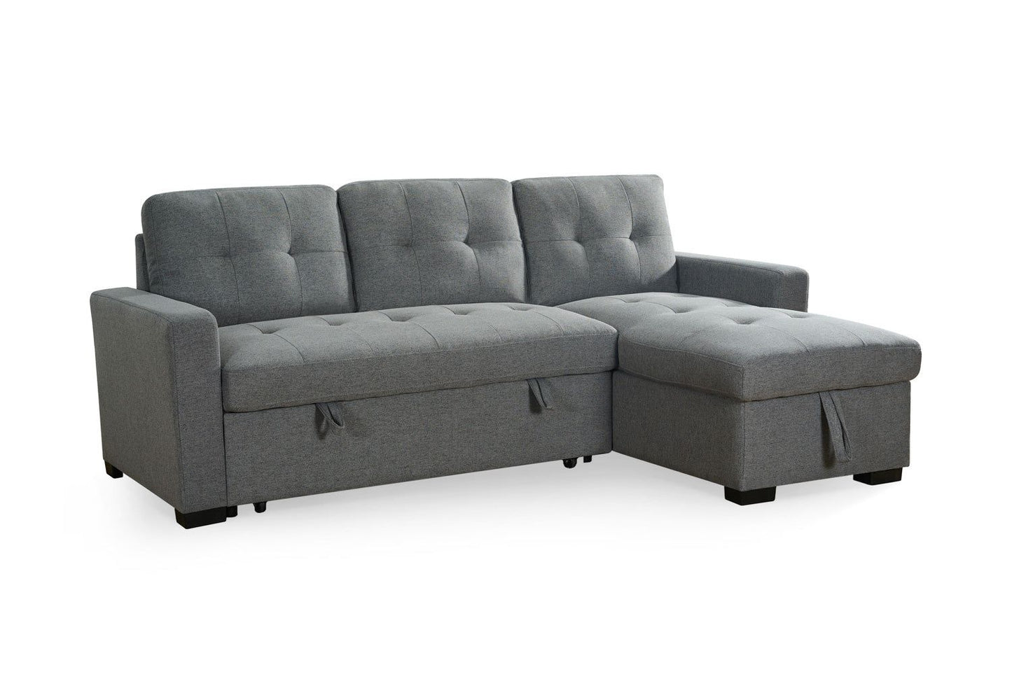 Grey Fabric Corner Sofabed with Removable Cushions