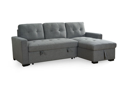 Grey Fabric Corner Sofabed with Removable Cushions