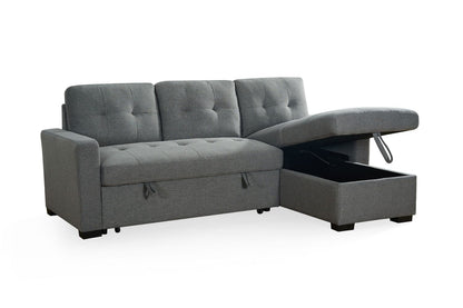 Grey Fabric Corner Sofabed with Removable Cushions