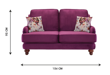 Alicante Handmde Monaco Amethyst Purple Fabric Sofa Set Wooden Legs