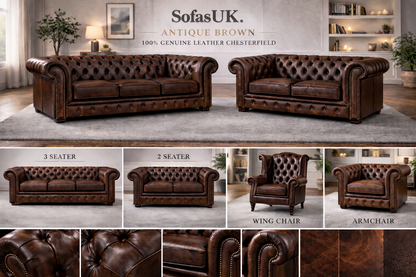 Antique Chesterfield Sofas –  Genuine Hide Leather | Exclusive to SofasUK