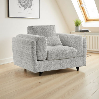 Grey Chenille Fabric Laid Back Armchair