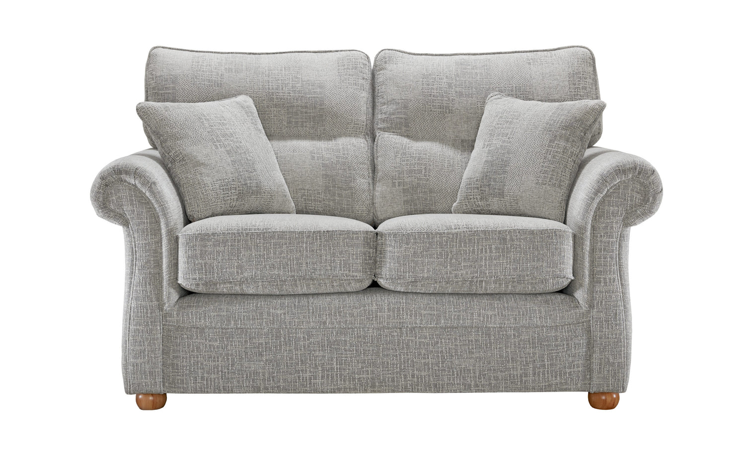 Boston Elegant Tweed Grey Fabric Sofas In Round Wooden Legs