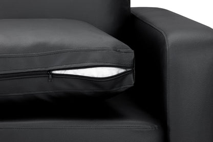 Black Leather Effect 2 Seater Sofa Wooden Feet