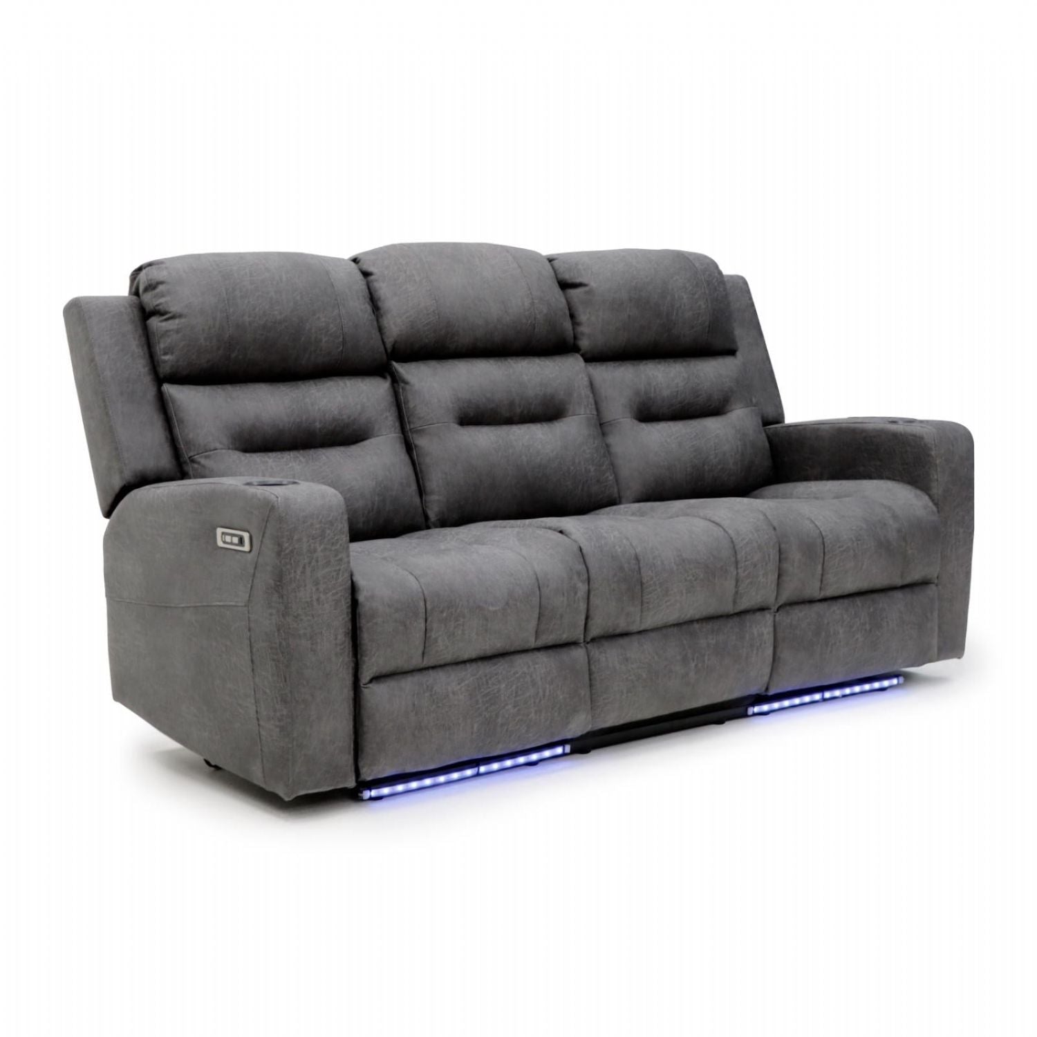 Grey Fabric 3 Seater Electric Recliner Sofa
